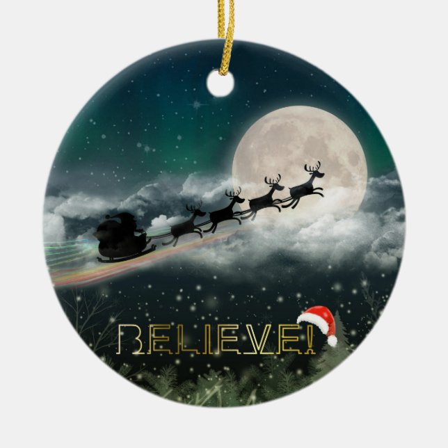 Santa's Midnight Ride Christmas Ornament (Front)