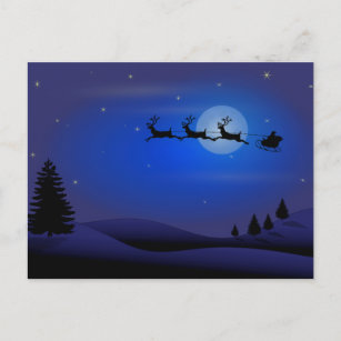 Santa's Midnight Ride Holiday Postcard