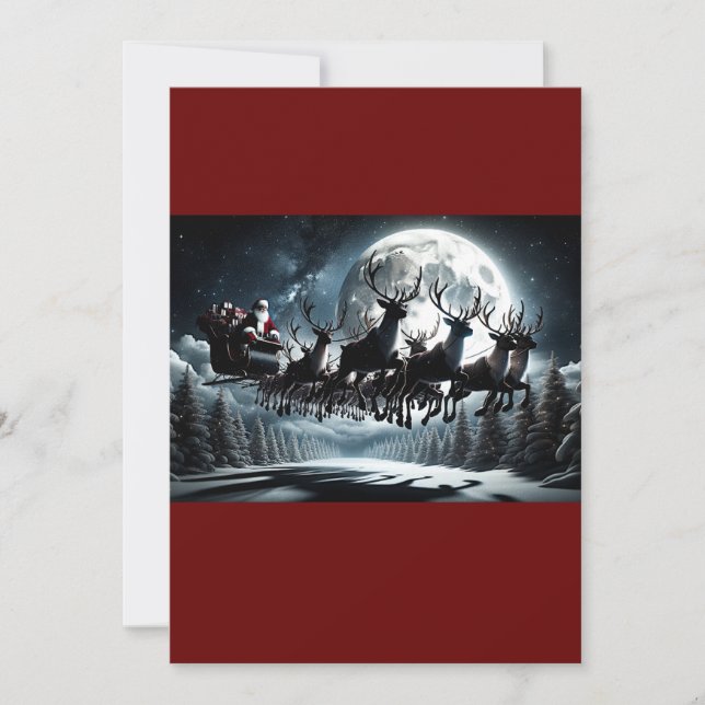 Santa's Midnight Sky Journey Holiday Card (Front)