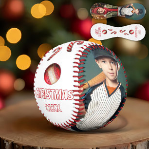 Santa's MVP Merry Christmas Name 2 Photos Baseball