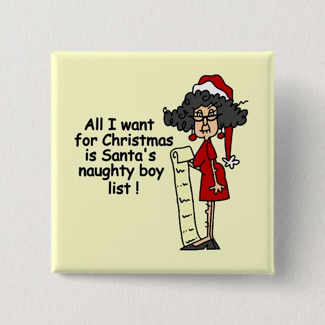 Santa's Naughty Boy List 15 Cm Square Badge (Front)