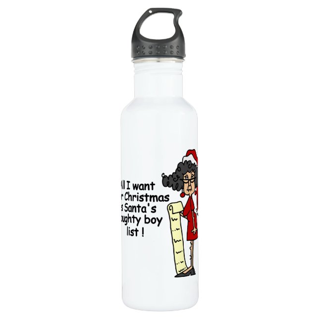 Santa's Naughty Boy List 710 Ml Water Bottle (Front)