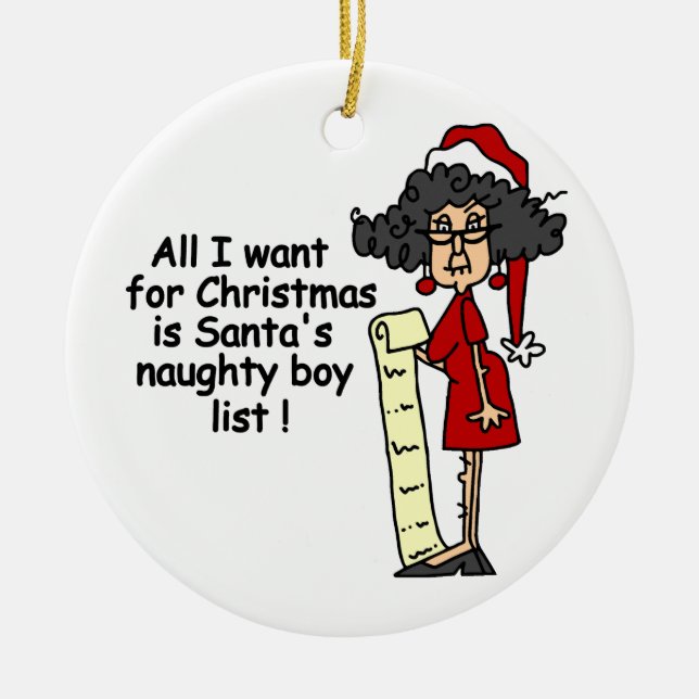 Santa's Naughty Boy List Ceramic Tree Decoration (Front)