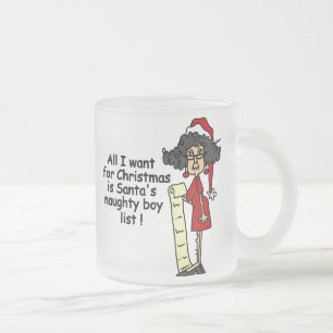 Santa's Naughty Boy List Frosted Glass Coffee Mug