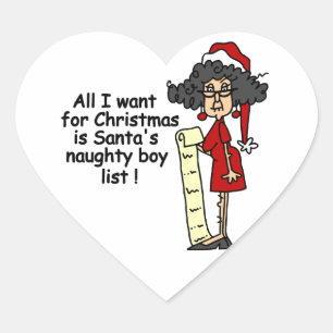 Santa's Naughty Boy List Heart Sticker