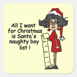 Santa's Naughty Boy List Square Sticker