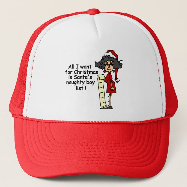 Santa's Naughty Boy List Trucker Hat (Front)