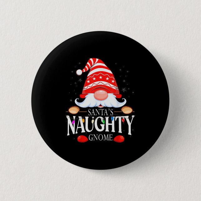 Santa's Naughty Gnome Matching Christmas Pajama  6 Cm Round Badge (Front)