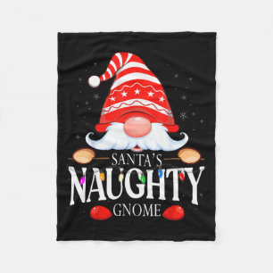Santa's Naughty Gnome Matching Christmas Pajama  Fleece Blanket