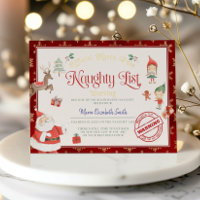 Santa's Naughty List Certificate Foil Invitation
