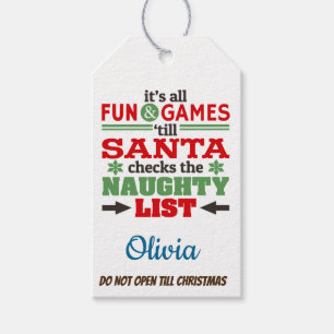 Santa's Naughty List Christmas Design/Personalised Gift Tags