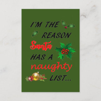 Santa's Naughty List Enclosure Card