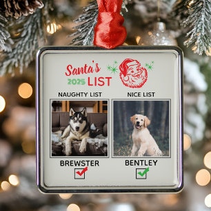 Santa's Naughty or Nice List Dog Photo Ornament