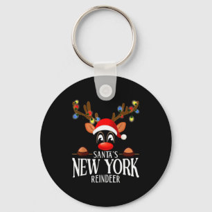 Santa's New York Reindeer Funny Xmas Matching Pjs  Key Ring