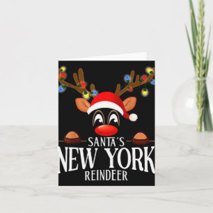 Santas New York Reindeer Funny Xmas Matching Pjs T Card