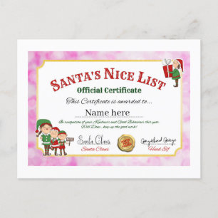 Santa's nice list add name holiday postcard