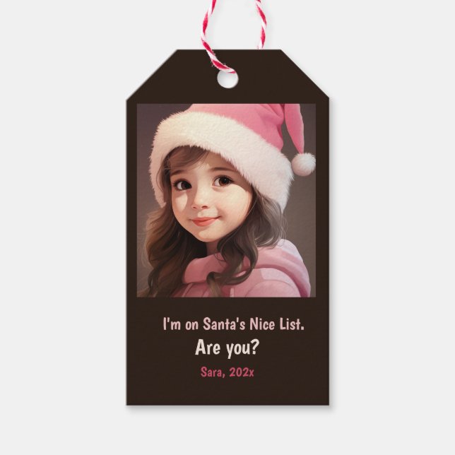 Santa's Nice List Photo Gift Tag (Front)