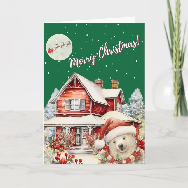 "Santa's Night Flight" Holiday Card (Front)
