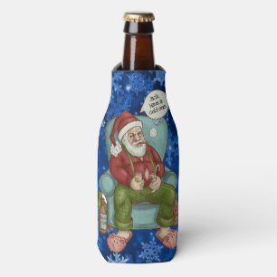 Santa's Night Off Personalize Name Funny Christmas Bottle Cooler