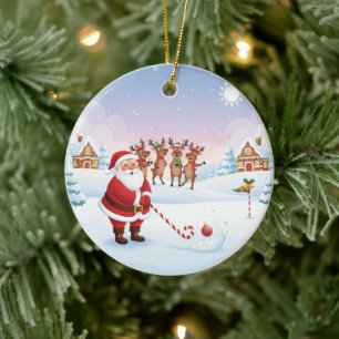 Santa's North Pole Holiday Golfing Fun  Ceramic Tree Decoration