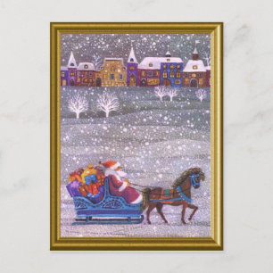 Santa's on his way holiday postcard
