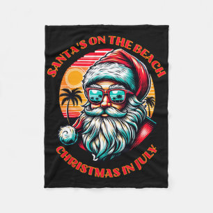 Santa's On The Beach. Christmas In July.  Fleece Blanket