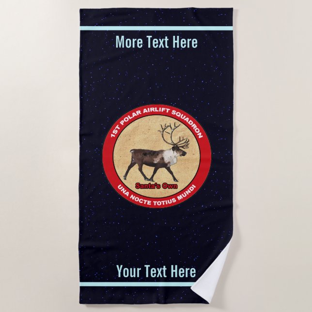 Santa's Own - 1st Polar Airlift Squadron Beach Towel (Front)