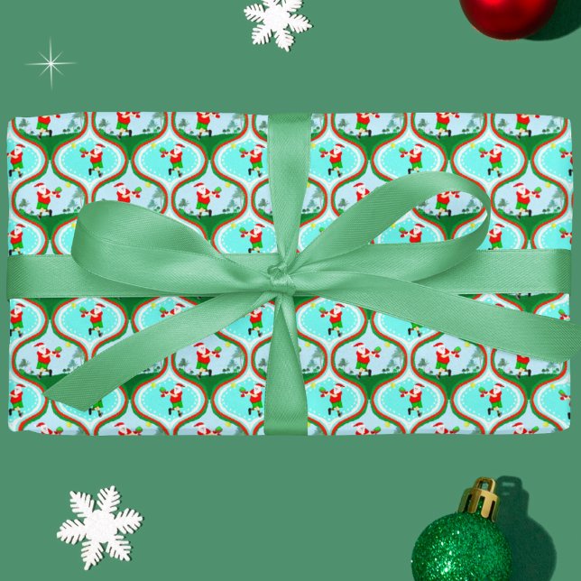Santa's Pickleball Paradise Wrapping Paper (Santa's pickleball showdown - festive wrap for jolly sporty holidays!)