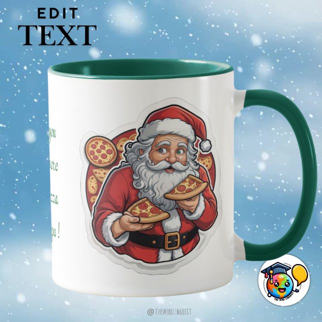 Santa's Pizza Party Christmas Mug editable (Creator Uploaded)