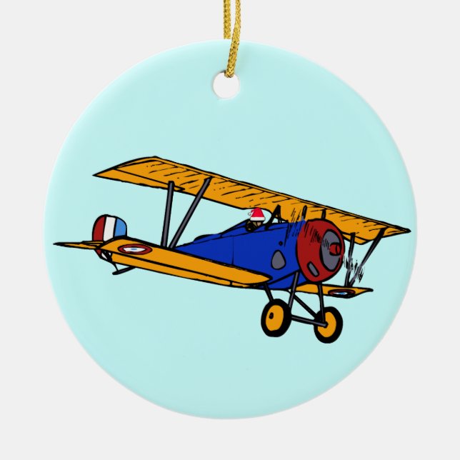 Santa's Plane Ceramic Tree Decoration (Front)