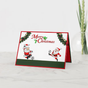 Santas playing Soccer Christmas Card
