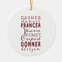 Santa's Reindeer Call Out Christmas Ornament