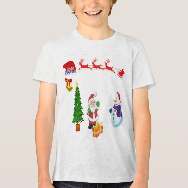 Santa's reindeer car Tri-Blend shirt (Front)