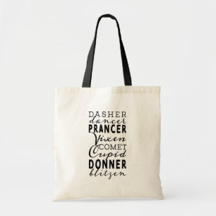 Santa's Reindeer Festive Winter Holiday Tote Bag