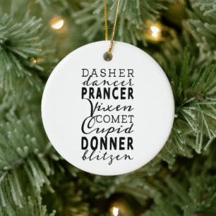 Santa's Reindeer Festive Winter Round Ceramic Tree Decoration
