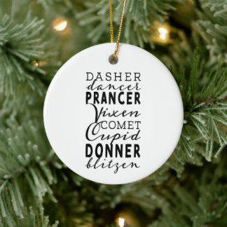 Santa's Reindeer Festive Winter Round Ceramic Tree Decoration
