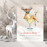 Santa's Reindeer Martini Cocktail Christmas Party Invitation<br><div class="desc">Chill this Christmas with this fun Santa's Reindeer chilling with martini and sitting in a martini glass with falling snow. Nice Modern feel. Great for a Holiday Cocktail party! All wording can be changed to fit your needs. To make more changes go to Personalise this template. On the bottom you’ll...</div>