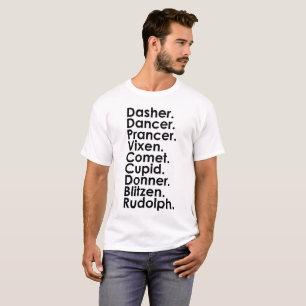 Santa's Reindeer Names T-Shirt