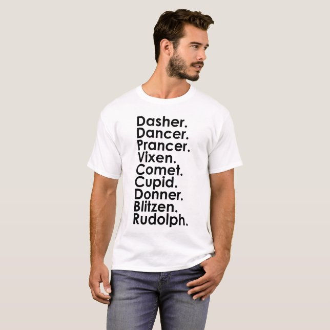 Santa's Reindeer Names T-Shirt (Front Full)
