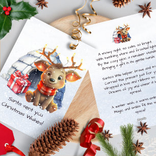Santas Reindeer Rhyme Nordic Poem Kids Christmas Holiday Card