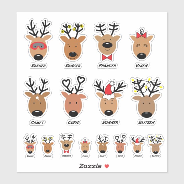 Santa's Reindeer Sticker (Sheet)
