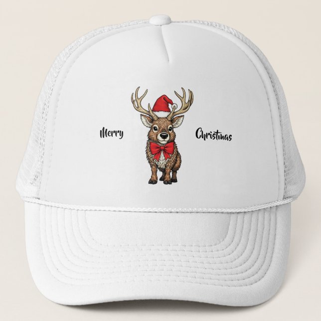 Santa's Reindeer Trucker Hat (Front)