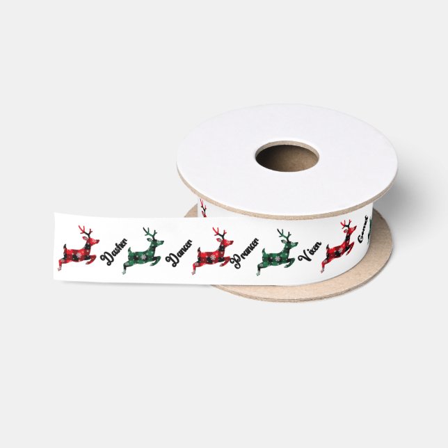 Santa's Reindeers Festive  Satin Ribbon (Spool)
