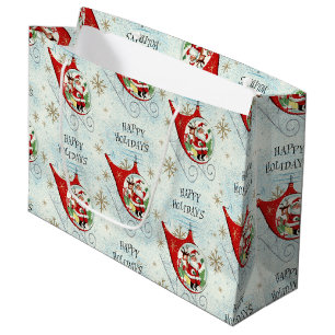 Santa's Retro Rotor Sleigh Large Gift Bag