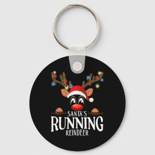 Santa's Running Reindeer Funny Xmas Matching Pjs Key Ring