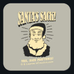 Santa's Sack: Yes, Size Matters Square Sticker<br><div class="desc">Welcome to RetroSpoofs. It's the ultimate collection of classic,  retro-style t-shirts that pokes fun at beer,  men,  women,  poker,  jobs and all the other bad things that make us feel so good!</div>