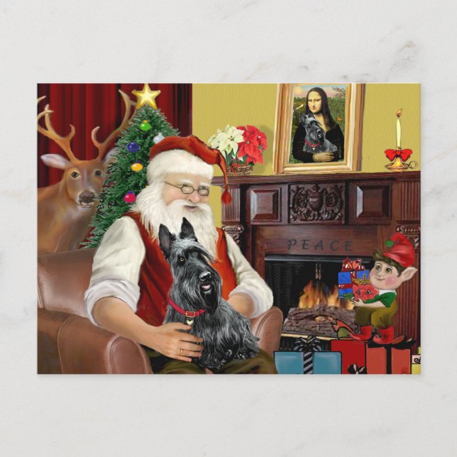 Santa's Scottish Terrier Holiday Postcard (Front)