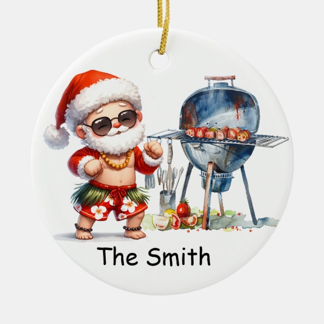 Santa's Seaside Christmas Ceramic Tree Decoration (Front)