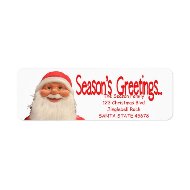 Santa's Season's Greetings Christmas label (Front)