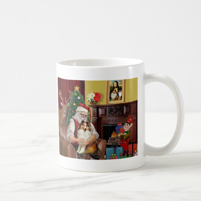 Santa's Sheltie (sw) Coffee Mug (Right)
